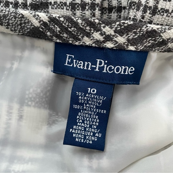 Evan Picone Wool Blend Plaid Pleated Midi Skirt Grey White Librarian Size 10 - Picture 8 of 8